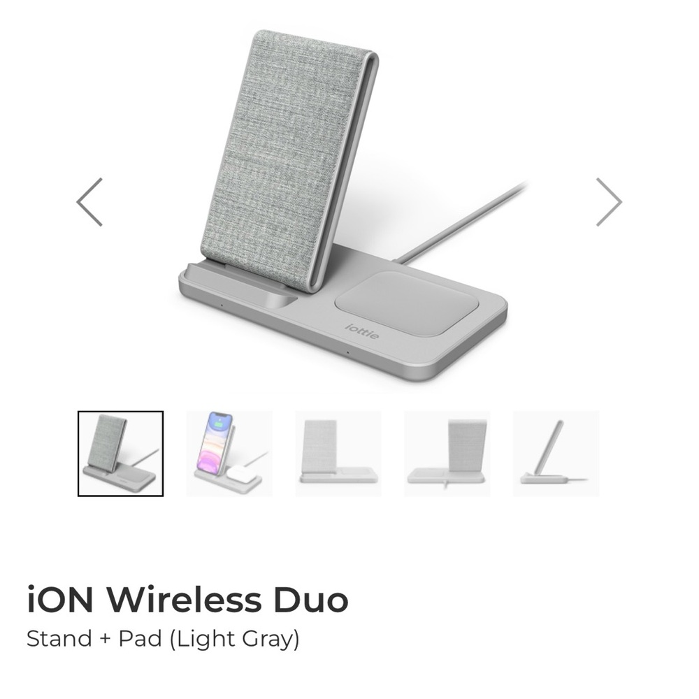 BRAND NEW IOTTIE ion wireless duo stand + pad charging device